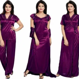 mishka fashion Pack of 4 Women Nighty Set-picture-17