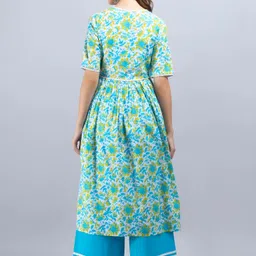 sak jaipur Women Cotton Blend Kurta Palazzo Dupatta Set image 2