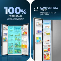haier 596 L Frost Free Side by Side Convertible Refrigeratorwith 100% Convertible Fridge SpaceDigital Control Panel360 Degree CoolingMagic Convertible ZoneExpert Inverter 2-Door image 3