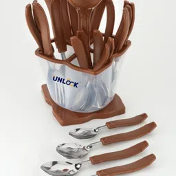 unlock Revolving Cutlery Set for Dining Table with Stand-24 Piece Stainless Steel with Plastic Cutlery Set Stainless Steel Cutlery Set image 2