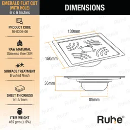 ruhe Floor Stainless Steel Push Down Strainer image 2