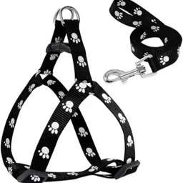 chullbull pet products 1 pcs 16 mm Paw Print Leash and Harness Set for Small ,Medium Puppy Dog & Cat Harness & Leash image 2