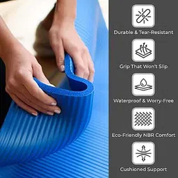 shanvi enterprises Blue Yoga Mat Anti-Skid & Eco-Friendly | Unisex Non-Slip, Lightweight & Durable Blue 6 mm Yoga Mat image 4