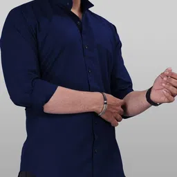 anand Men Slim Fit Solid Mandarin Collar Casual Shirt image 3