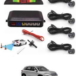 rkpsp Car Universal Black 4 Ultrasonic Reverse Parking Sensor-141 4 Parking Sensors, Compact Screen Distance Display with Sound Warning Parking Sensor image 1