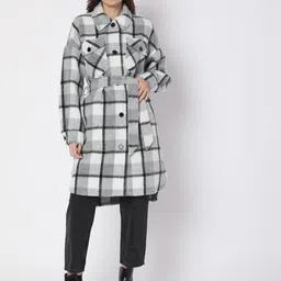vero moda Polyester Checkered Coat For Women-picture-32