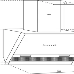 glen CH6064AC90 Glass Filterless Chimney with Motion Sensor 1200 m3/h 90cm Auto Clean Wall Mounted BLACK 1200 CMH Chimney image 2