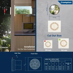 crompton Axial Air Super Silent High Suction 100% COPPER High Speed16 5 Star 150 6 Blade Exhaust Fan image 5