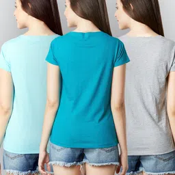 laya Pack of 3 Women Printed Round Neck Pure Cotton Multicolor T-Shirt image 2