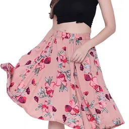manat diva Women Floral Print A-line Multicolor Skirt image 5