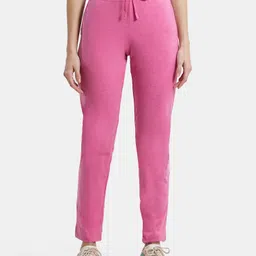 jockey 1301 Super Combed Cotton Elastane Stretch Women Solid Pink Track Pants image 1