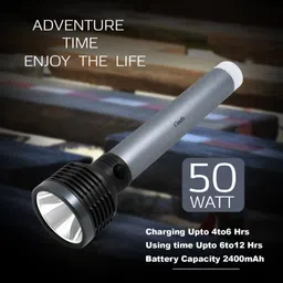 awza 2 In 1 Charging Torch Long Range Flashlight Metal Body 10 hrs Torch Emergency Light image 4