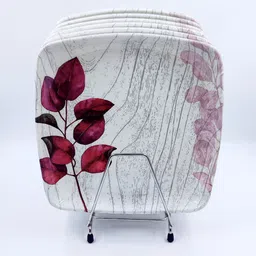 perfectdine Melamine Lunch & Dinner Plate Square Flower Printed Serving Plate 11 Inch Dinner Plate image 3