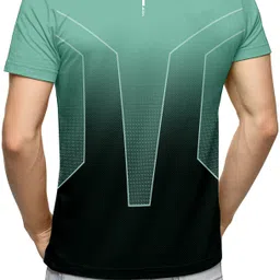 dhaari by unique creation Men Colorblock Round Neck Polyester Green T-Shirt image 2