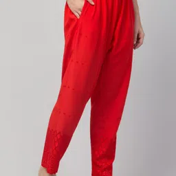 fambee Women Relaxed Red Viscose Rayon Trousers image 3