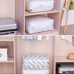 CESHTA Foldable Rectangular Under Bed Wardrobe Cloth Storage Cover, Blanket Storage Organizer Cover with Zippered Closure Household Square Storage Bag (Multicolor) image 5