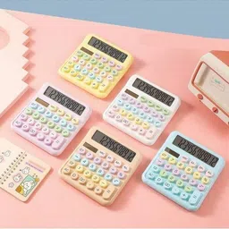 khodalemart Colorful Mechanical Calculator, 12 Digits Large Display Cute Calculator for Desk Office Aesthetic Calculator FinancialCalculator image 4