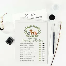 inkdotpot Mommy Or Daddy Who Said it Game Animals Set of 50 Baby Shower Party Supply Invitation Card image 5