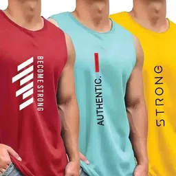 r rockin tees Pack of 3 Men Self Design Round Neck Polyester Multicolor T-Shirt-picture-21