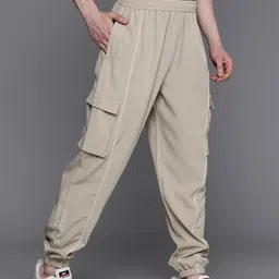 hrx by hrithik roshan Men Solid Beige Track Pants image 3