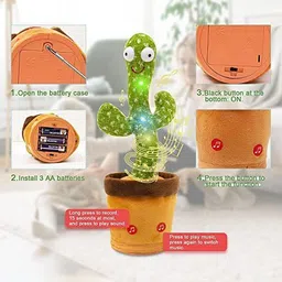 wozit Talking Dancing Cactus, 120 Songs Toy Can Sing, Talk, Record Repeat What You Say image 3