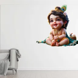 shopglow CUTE KRISHNA WALL STICKER image 2