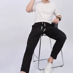 foxter Men Solid Black Track Pants image 5