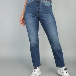 levi's Women Straight Fit Mid Rise Blue Jeans-picture-12