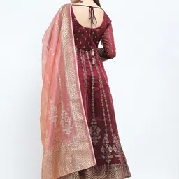 vishudh Women Ethnic Dress Maroon Maxi/Full Length Dress image 2