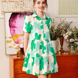 sugathari Women A-line Green Knee Length Dress-picture-28