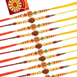 rakhi nation Scented W6-6,R10-6 Assorted Rakhi, Greeting Card, Chawal Roli Pack Set-picture-28