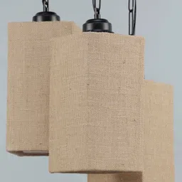 devansh Square Jute Triple Pendants Ceiling Lamp image 2