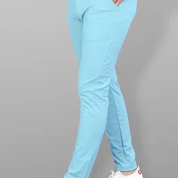 combraided Men Slim Fit Light Blue Lycra Blend Trousers image 2