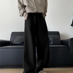 dockstreet Men Solid Black Track Pants image 4