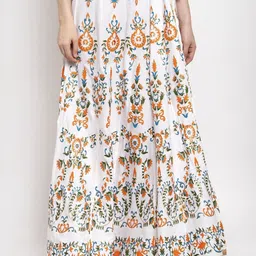 trend level Women Floral Print Gathered White Skirt-picture-22