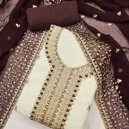 nayanthara trends Unstitched Georgette Salwar Suit Material Embroidered image 2