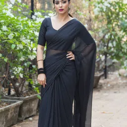 moda rapido Solid/Plain, Dyed Bollywood Georgette Saree-picture-11