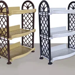 Fruits/Vegetables Kitchen Rack Organising Rack|Plastic 3 Shelves Kitchen Storage Stand,Pack of 2 (Gray, Yellow) Plastic-image-79