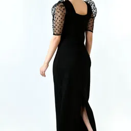 iuga Women Bodycon Black Midi/Calf Length Dress image 2