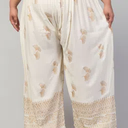 vizcon Women Loose Fit Cream Viscose Rayon Trousers-picture-25