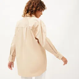sassafras Women Boxy Fit Solid Spread Collar Casual Shirt image 2