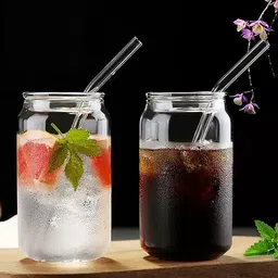 good to great creation Glass Sipper Tumbler with Straw mug (400 ml, Pack of 2) Glass Coffee Mug-picture-13