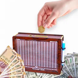 fiddlys Wooden Money/Piggy Bank Box for Kids, Savings Box(1,00,000) With Pen Stand Coin Bank-picture-21