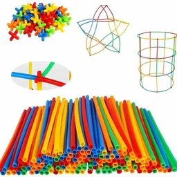 arizon 2 in 1 Combo of 60 Pcs DIY Building Blocks and 100 pcs Straw Assembly Blocks image 3