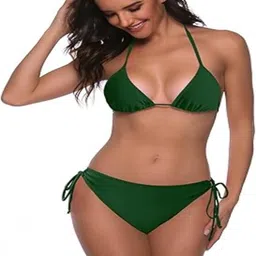 valardoh Solid Women Bikini Green Swimsuit image 5
