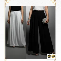 the sahia Pack of 2 Women Relaxed White, Black Lycra Blend Trousers image 4