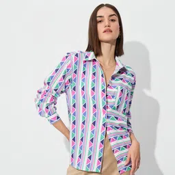 the souled store Women Oversized Fit Printed Button Down Collar Casual Shirt-picture-12