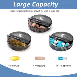 serplex 7-day Weekly Pill Organizer Box with Day and Night Compartments Portable Case Pill Box image 3