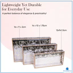 amimashop Set of 3 Wooden Serving Trays |Wooden Tray for Home Decor & Organizer Tray image 2