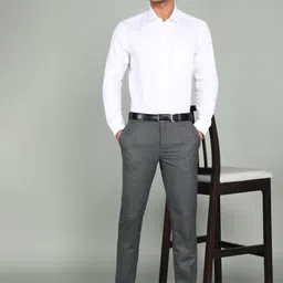 raymond Men Slim Fit Grey Polyester Trousers image 2